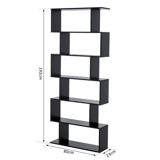HOMCOM Estante para Livros Moderna Estante com 6 Prateleiras para Sala de Jantar Sala de Estar Estúdio 80x23x192 cm Preto