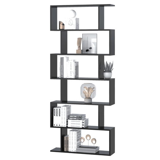 HOMCOM Estante para Livros Moderna Estante com 6 Prateleiras para Sala de Jantar Sala de Estar Estúdio 80x23x192 cm Preto