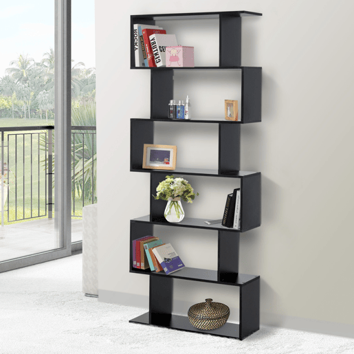 HOMCOM Estante para Livros Moderna Estante com 6 Prateleiras para Sala de Jantar Sala de Estar Estúdio 80x23x192 cm Preto