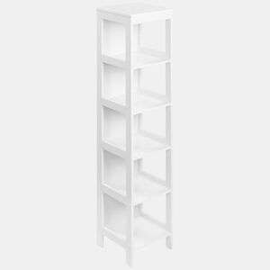 kleankin Estante para Casa de Banho de 5 Níveis Móvel Auxiliar de Armazenamento para Cozinha Sala de Estar Dormitório Estilo Moderno Anti-Tombamento Carga Máx. 30kg 30x30x140cm Branco