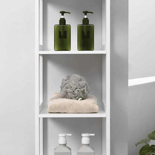 kleankin Estante para Casa de Banho de 5 Níveis Móvel Auxiliar de Armazenamento para Cozinha Sala de Estar Dormitório Estilo Moderno Anti-Tombamento Carga Máx. 30kg 30x30x140cm Branco