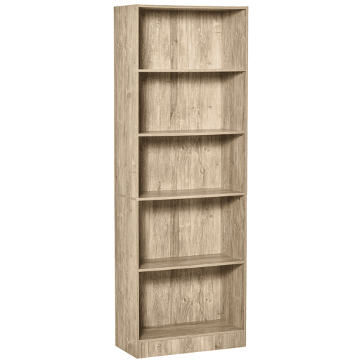 HOMCOM Estante para Livros de 5 Níveis com Prateleira Ajustável e Desenho Anti-Tombo Estante de Armazenamento para Sala de Estar Estúdio Escritório 63x29,5x176 cm Madeira HOMCOM Estante para Livros de 5 Níveis com Prateleira Ajustável e Desenho Anti-Tombo Estante de Armazenamento para Sala de Estar Estúdio Escritório 63x29,5x176 cm Madeira