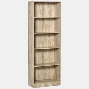 HOMCOM Estante para Livros de 5 Níveis com Prateleira Ajustável e Desenho Anti-Tombo Estante de Armazenamento para Sala de Estar Estúdio Escritório 63x29,5x176 cm Madeira