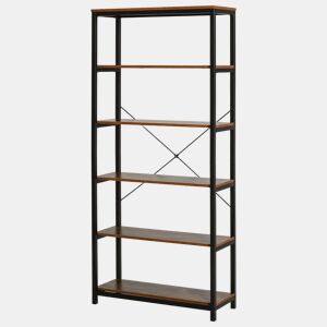 HOMCOM Estantes de estilo industrial com 6 prateleiras abertas para livros Armazenamento da sala de estar Escritório 80x30x180 cm Castanho Rústico