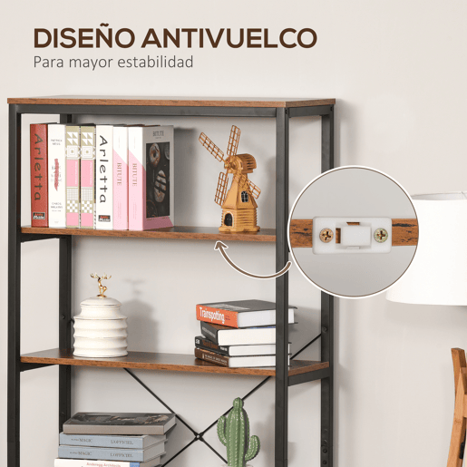 HOMCOM Estantes de estilo industrial com 6 prateleiras abertas para livros Armazenamento da sala de estar Escritório 80x30x180 cm Castanho Rústico HOMCOM Estantes de estilo industrial com 6 prateleiras abertas para livros Armazenamento da sala de estar Escritório 80x30x180 cm Castanho Rústico