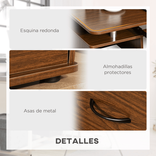 HOMCOM Secretária com Prateleiras Mesa de Computador com 2 Gavetas Bandeja para Teclado Deslizante e Suporte para Monitor e CPU para Escritório ou Estudo 120x55x85 cm Castanho