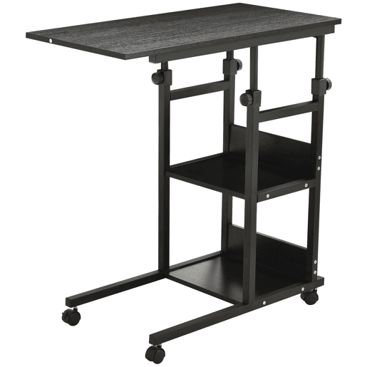 HOMCOM Mesa Lateral para Sofá Mesa lateral em Forma de C com 4 rodas Giratórias Freios Altura Ajustável 3 níveis Estrutura Metálica 80x40x72-82cm Preto HOMCOM Mesa Lateral para Sofá Mesa lateral em Forma de C com 4 rodas Giratórias Freios Altura Ajustável 3 níveis Estrutura Metálica 80x40x72-82cm Preto