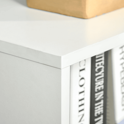 HOMCOM Estante com 3 Prateleiras Abertas e 1 Fechada com Porta Estante de Estilo Moderno para Armazenamento de Livros Brinquedos Plantas 40x30x129,5cm Branco