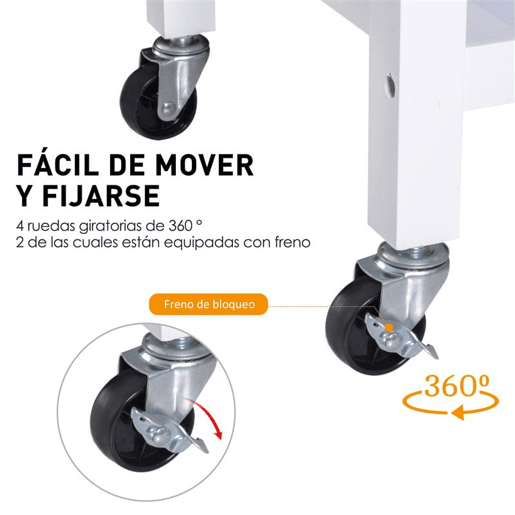 HOMCOM Carrinho de Cozinha Multiusos Carrinho Auxiliar com Rodas Prateleiras Armário e Gavetas para Cozinha 88,5x40x86cm Branco e Madeira Natural