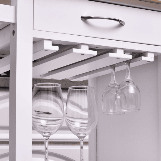 HOMCOM Carrinho de Cozinha Multiusos Carrinho Auxiliar com Rodas Prateleiras Armário e Gavetas para Cozinha 88,5x40x86cm Branco e Madeira Natural