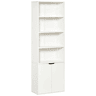 HOMCOM Estante de Livros de 6 Níveis, Biblioteca com 2 Portas, 4 Prateleiras Abertas, Armário Alto para Sala, Escritório, Local de Trabalho, 59x29x180 cm, Branco
