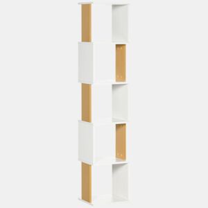 HOMCOM Estante de Livros em Forma de S Estante com 5 Prateleiras Abertas para Sala de Estar Escritório Estúdio Anti-Tombo Carga Máxima 100kg 33x28x161cm Branco