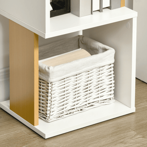 HOMCOM Estante de Livros em Forma de S Estante com 5 Prateleiras Abertas para Sala de Estar Escritório Estúdio Anti-Tombo Carga Máxima 100kg 33x28x161cm Branco