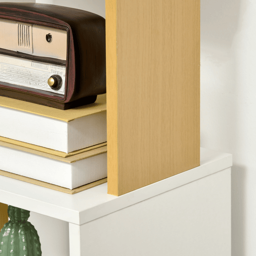 HOMCOM Estante de Livros em Forma de S Estante com 5 Prateleiras Abertas para Sala de Estar Escritório Estúdio Anti-Tombo Carga Máxima 100kg 33x28x161cm Branco