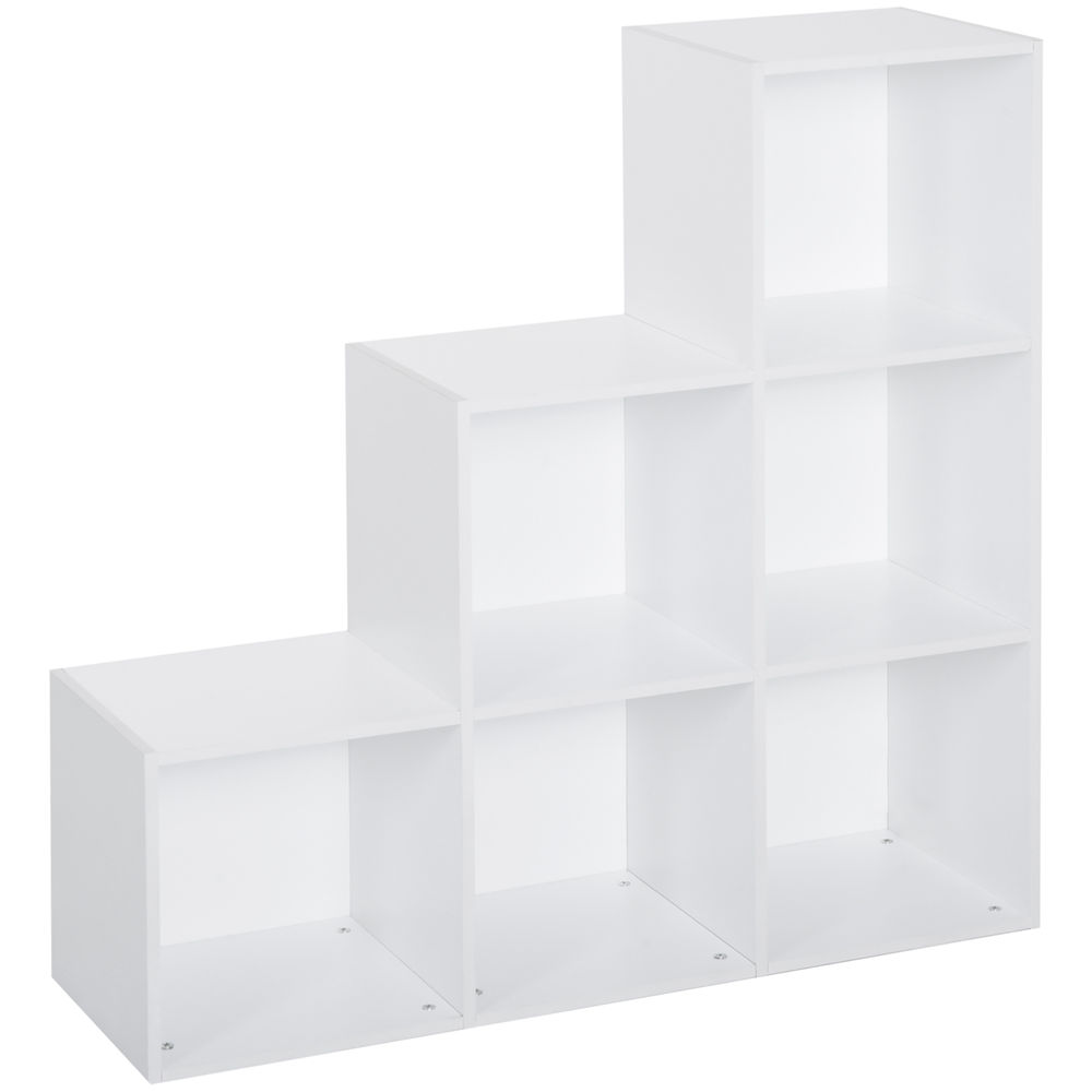 Homcom estantería en forma de escalera armario de almacenamiento 6 cubos estantería de pie estante de exposición 91.5x29.5x91.5cm madera