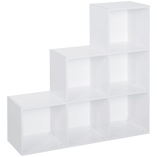 HOMCOM Estante em Forma de Escada Estante de Armazenamento com 6 Cubos Estante de Exposição 91,5x29,5x91,5cm Branco