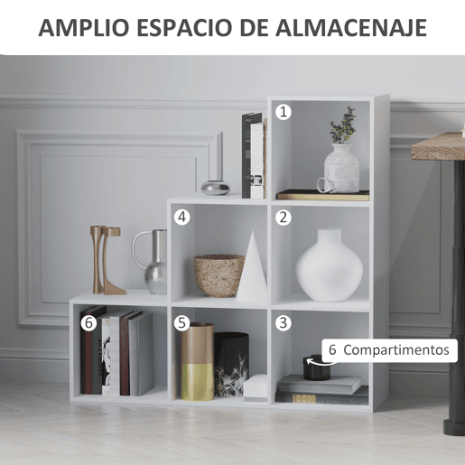 HOMCOM Estante em Forma de Escada Estante de Armazenamento com 6 Cubos Estante de Exposição 91,5x29,5x91,5cm Branco