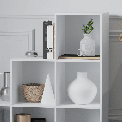HOMCOM Estante em Forma de Escada Estante de Armazenamento com 6 Cubos Estante de Exposição 91,5x29,5x91,5cm Branco