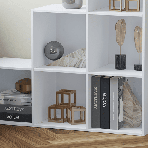HOMCOM Estante em Forma de Escada Estante de Armazenamento com 6 Cubos Estante de Exposição 91,5x29,5x91,5cm Branco