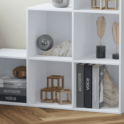HOMCOM Estante em Forma de Escada Estante de Armazenamento com 6 Cubos Estante de Exposição 91,5x29,5x91,5cm Branco