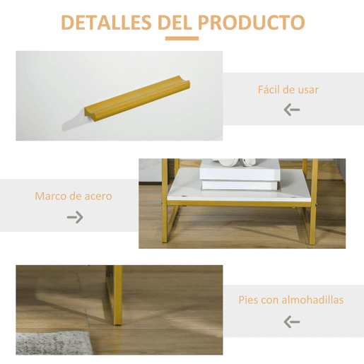 HOMCOM Mesa de Cabeceira Mesa Auxiliar com 1 Gaveta e Prateleira de Armazenamento para Dormitórios Sala de Estar Escritório Estilo Moderno 45x40x60cm Branco