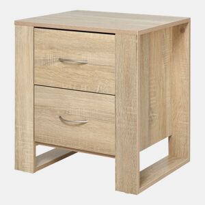 HOMCOM Mesa de Cabeceira com 2 Gavetas Pés e Base Elevada para Dormitório Mesa Lateral para Sala de Estar Estilo Moderno 48x39x54cm Carvalho