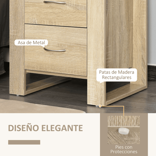 HOMCOM Mesa de Cabeceira com 2 Gavetas Pés e Base Elevada para Dormitório Mesa Lateral para Sala de Estar Estilo Moderno 48x39x54cm Carvalho HOMCOM Mesa de Cabeceira com 2 Gavetas Pés e Base Elevada para Dormitório Mesa Lateral para Sala de Estar Estilo Moderno 48x39x54cm Carvalho