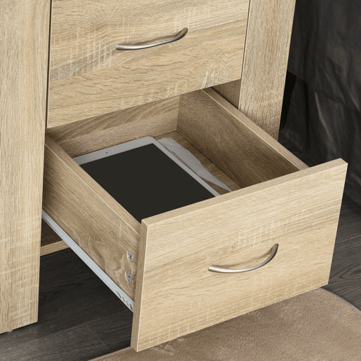 HOMCOM Mesa de Cabeceira com 2 Gavetas Pés e Base Elevada para Dormitório Mesa Lateral para Sala de Estar Estilo Moderno 48x39x54cm Carvalho HOMCOM Mesa de Cabeceira com 2 Gavetas Pés e Base Elevada para Dormitório Mesa Lateral para Sala de Estar Estilo Moderno 48x39x54cm Carvalho