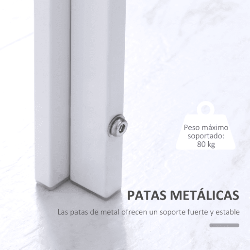 HOMCOM Mesa de Jantar de Vidro, Mesa Retangular para 4-6 Pessoas com Pernas de Metal, para Cozinha, Sala de Estar, 120x60x75 cm, Branco
