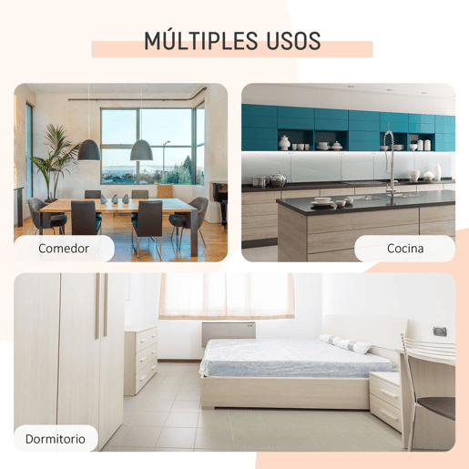 HOMCOM Mesa Dobrável de Arrumação 4 Prateleiras para Sala de Jantar Sala de Estar Mesa Auxiliar de Madeira 169x60x75 cm Carvalho e Branco