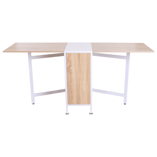 HOMCOM Mesa Dobrável de Arrumação 4 Prateleiras para Sala de Jantar Sala de Estar Mesa Auxiliar de Madeira 169x60x75 cm Carvalho e Branco