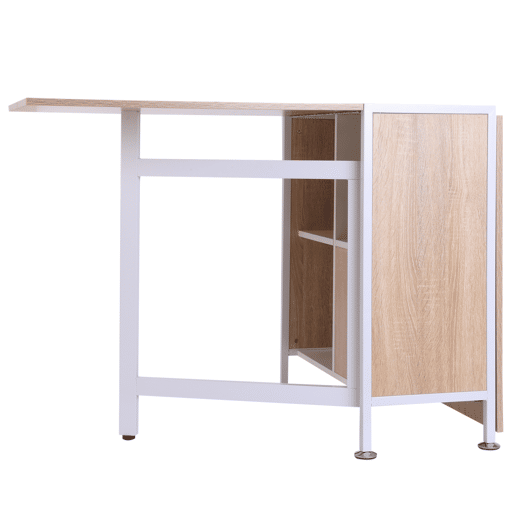 HOMCOM Mesa Dobrável de Arrumação 4 Prateleiras para Sala de Jantar Sala de Estar Mesa Auxiliar de Madeira 169x60x75 cm Carvalho e Branco