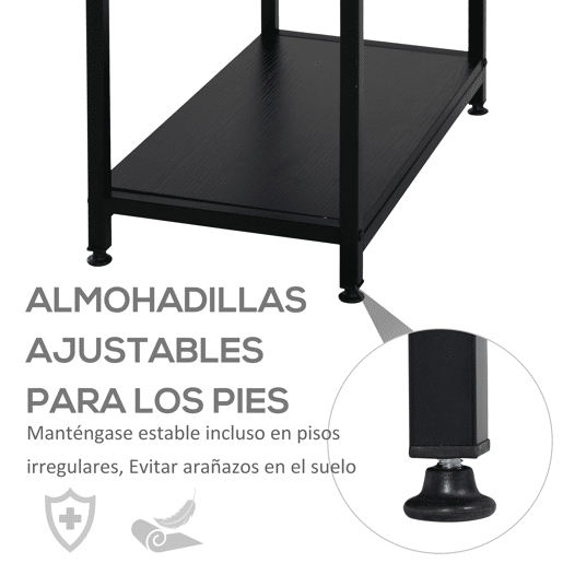 HOMCOM Secretária para escritorio com 3 prateleiras Pernas com Almofadas Ajustáveis Anti-derrapante Estrutura de metal 140x60x93 cm Preto HOMCOM Secretária para escritorio com 3 prateleiras Pernas com Almofadas Ajustáveis Anti-derrapante Estrutura de metal 140x60x93 cm Preto