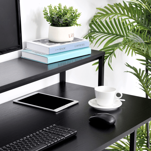 HOMCOM Secretária para escritorio com 3 prateleiras Pernas com Almofadas Ajustáveis Anti-derrapante Estrutura de metal 140x60x93 cm Preto HOMCOM Secretária para escritorio com 3 prateleiras Pernas com Almofadas Ajustáveis Anti-derrapante Estrutura de metal 140x60x93 cm Preto