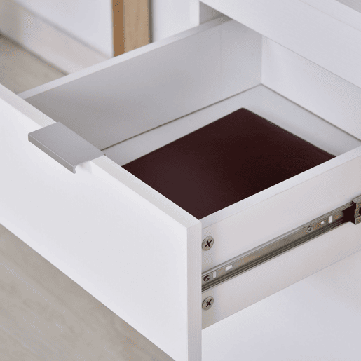 HOMCOM Mesa de Computador Secretária Espaçosa com Gaveta Armário Pés em Forma Retangular Estilo Moderno 112,5x50x75,5 cm Branco e Madeira