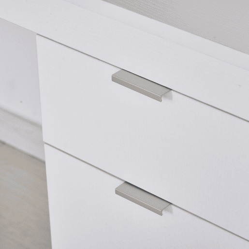 HOMCOM Mesa de Computador Secretária Espaçosa com Gaveta Armário Pés em Forma Retangular Estilo Moderno 112,5x50x75,5 cm Branco e Madeira