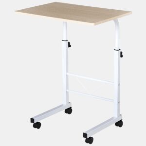 HOMCOM Mesa de computador para Hogar escritorio Altura Ajustável Mesa Compacta com Rodas 60x40x68-78cm Cor Branco