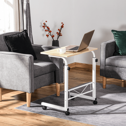 HOMCOM Mesa de computador para Hogar escritorio Altura Ajustável Mesa Compacta com Rodas 60x40x68-78cm Cor Branco
