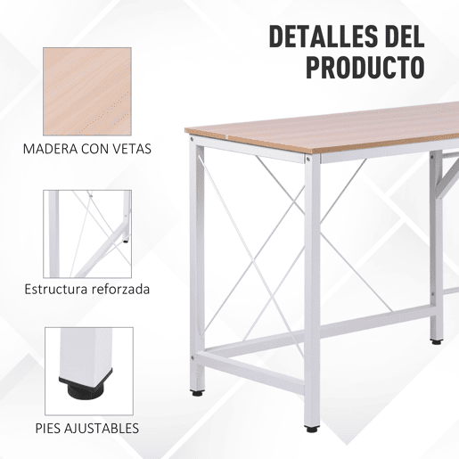 HOMCOM Secretária em Forma de L Secretária para Escritório com Estrutura de Metal Carga 70 kg Secretária de Canto para Escritório Estúdio 150x150x76 cm Madeira e Branco