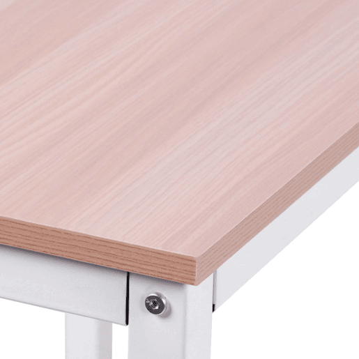 HOMCOM Secretária em Forma de L Secretária para Escritório com Estrutura de Metal Carga 70 kg Secretária de Canto para Escritório Estúdio 150x150x76 cm Madeira e Branco