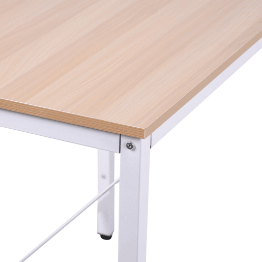 HOMCOM Secretária em Forma de L Secretária para Escritório com Estrutura de Metal Carga 70 kg Secretária de Canto para Escritório Estúdio 150x150x76 cm Madeira e Branco