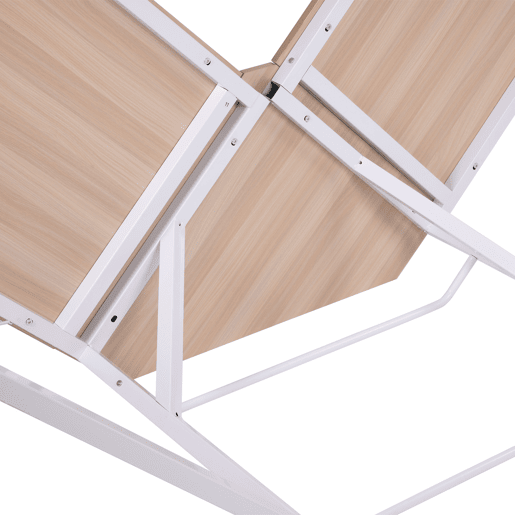 HOMCOM Secretária em Forma de L Secretária para Escritório com Estrutura de Metal Carga 70 kg Secretária de Canto para Escritório Estúdio 150x150x76 cm Madeira e Branco