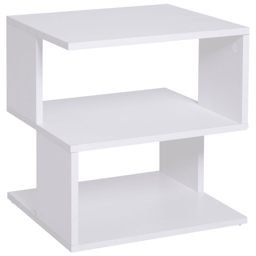 HOMCOM Mesa Auxiliar Mesa de Cabeceira Mesa Centro de 2 Níveis com Prateleira de Armazenamento para Sala Quarto Estante 40x40x43 cm Branco