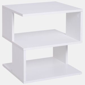 HOMCOM Mesa Auxiliar Mesa de Cabeceira Mesa Centro de 2 Níveis com Prateleira de Armazenamento para Sala Quarto Estante 40x40x43 cm Branco