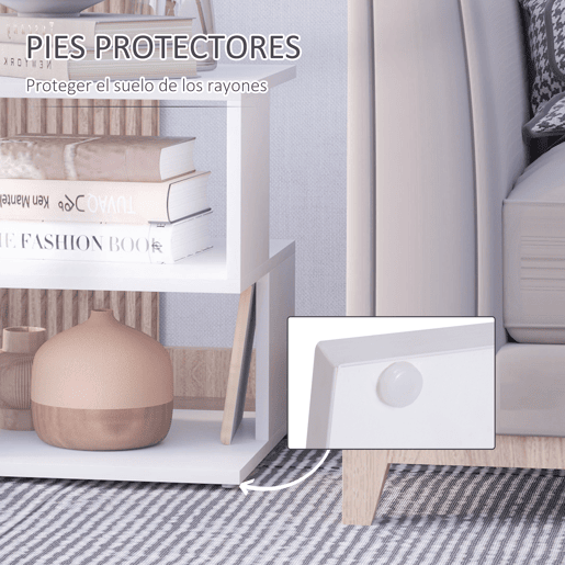 HOMCOM Mesa Auxiliar Mesa de Cabeceira Mesa Centro de 2 Níveis com Prateleira de Armazenamento para Sala Quarto Estante 40x40x43 cm Branco