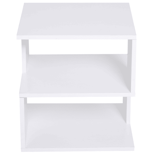 HOMCOM Mesa Auxiliar Mesa de Cabeceira Mesa Centro de 2 Níveis com Prateleira de Armazenamento para Sala Quarto Estante 40x40x43 cm Branco