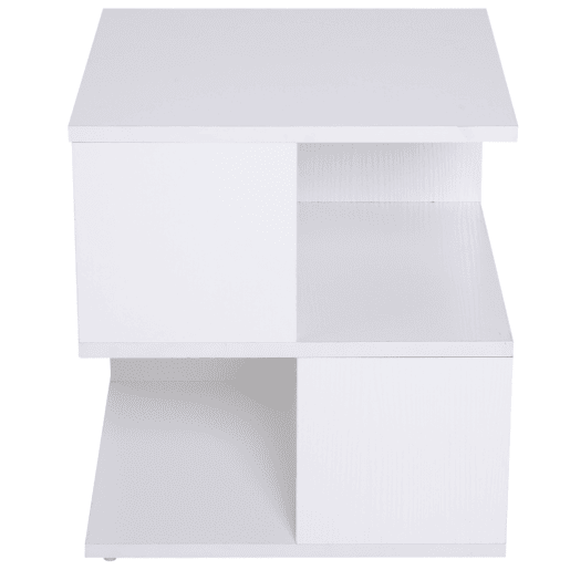 HOMCOM Mesa Auxiliar Mesa de Cabeceira Mesa Centro de 2 Níveis com Prateleira de Armazenamento para Sala Quarto Estante 40x40x43 cm Branco
