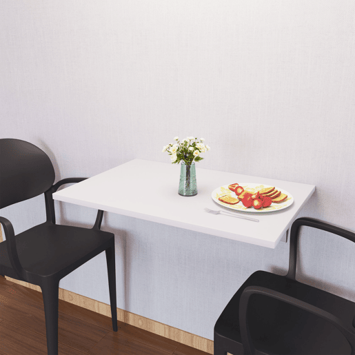 HOMCOM Mesa Dobrável de Parede Mesa Auxiliar Suspensa para Cozinha Sala de Jantar 60x40x20cm Branco