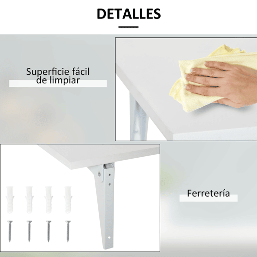 HOMCOM Mesa Dobrável de Parede Mesa Auxiliar Suspensa para Cozinha Sala de Jantar 60x40x20cm Branco