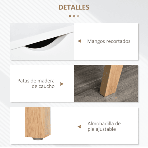 HOMCOM Móvel de TV para Televisores de até 65 Polegadas Móvel de TV com 2 Armários Prateleiras Abertas Puxador Oco Pés de Madeira de Borracha e Orifício Passa Cabos 150x39x50 cm Branco e Madeira